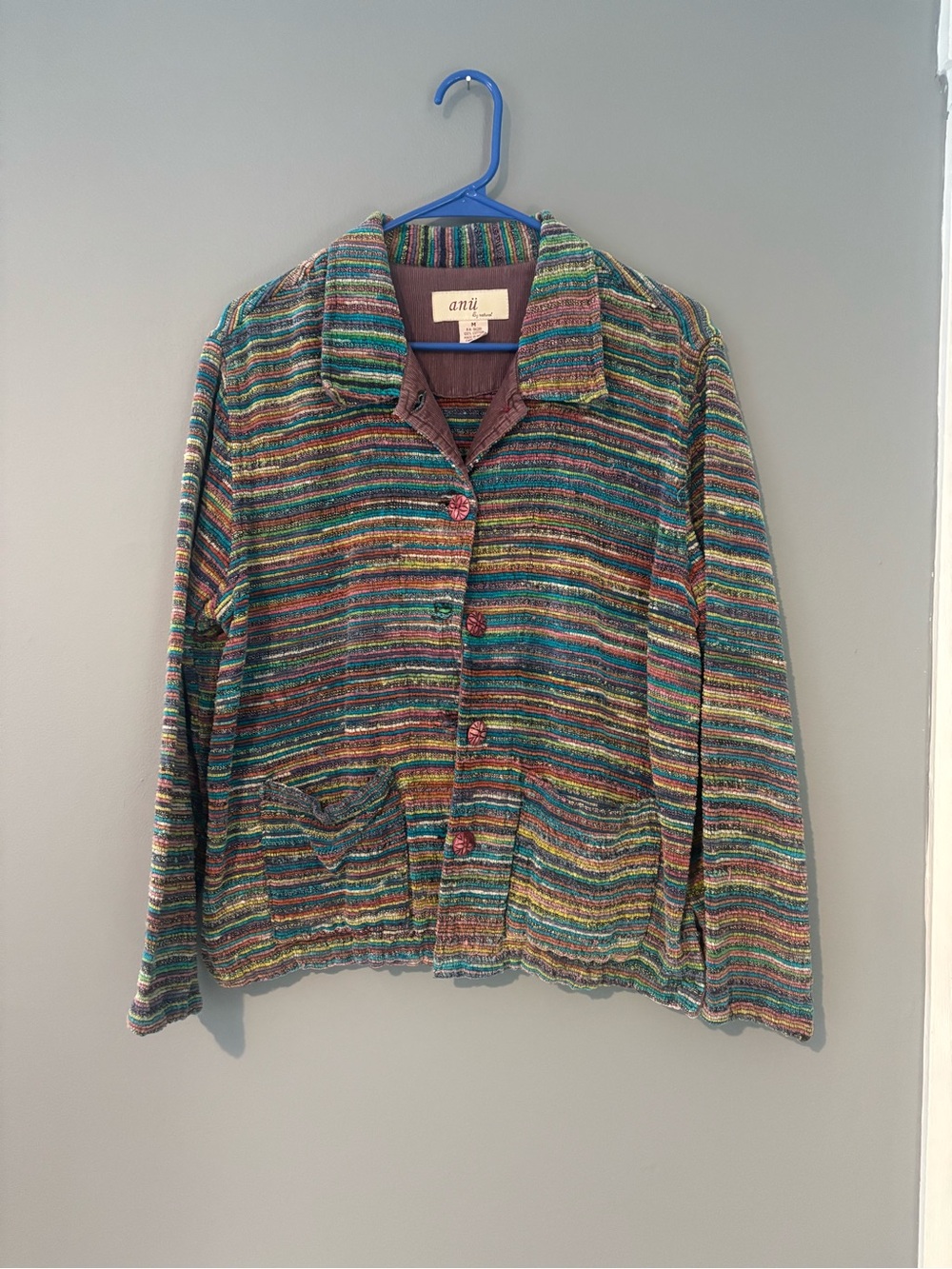 Multicolor Striped Button-Front Women’s Jacket